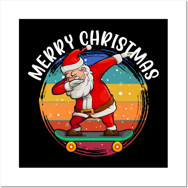 Santa Skateboarder Happy Christmas Merry Christmas Christmas Event Christmas Present Gift for Family for Dad for Mom for Friends for Kids Wall Art by Abdelouafi Abajy